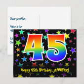 45e verjaardag: leuk sterrenpatroon, regenboog 45, briefkaart (Voorkant / Achterkant)