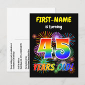 45e verjaardag - Leuk vuurwerk, Regenboog look "45 Briefkaart (Voorkant / Achterkant)