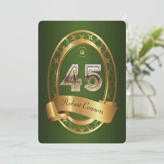 45e verjaardag, man verjaardagsfeestvrouw, elegant kaart (Staand voorkant)