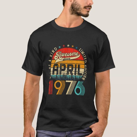 45e verjaardag Mannen april 1976 Vrouwen 45 T-shirt (Voorkant)