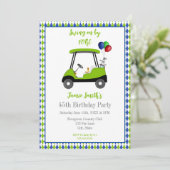 45e verjaardag Mannen Golfkar Elegante Uitnodiging (Staand voorkant)