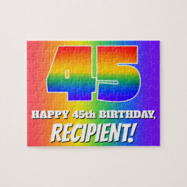 45e verjaardag — Meerkleurig regenboogpatroon "45" Legpuzzel