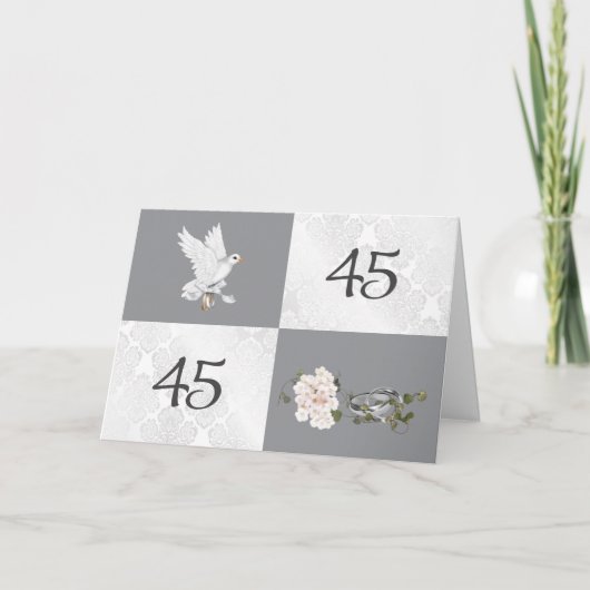 45e verjaardag met duif en ringen kaart (Voorkant)