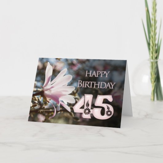45e verjaardag met magnolia kaart (Voorkant)