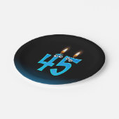 45e verjaardag met verlichte kaars nummers papieren bordje (Gekanteld)