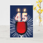 45e verjaardag met wijn en kaarsen kaart (Gele Bloem)