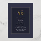 45e verjaardag minimaal Elegant Donkergoud Lijst Folie Uitnodiging (Voorkant)