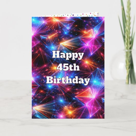 45e Verjaardag Neon Polygoon Abstract Kaart (Voorkant)