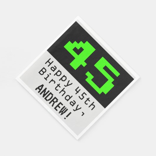 45e verjaardag - Nerdy / Geeky Style "45" & naam Servet (Hoek)