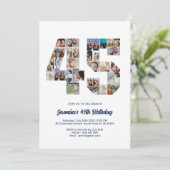 45e verjaardag nummer 45 aangepaste fotocollage kaart (Staand voorkant)