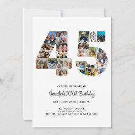 45e verjaardag nummer 45 aangepaste fotocollage kaart