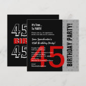 45e verjaardag of een jaar rood zilver zwart C846c Kaart (Voorkant / Achterkant)