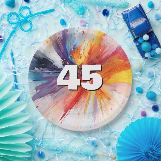45e verjaardag Paint Blast Papieren Bordje (Feest)