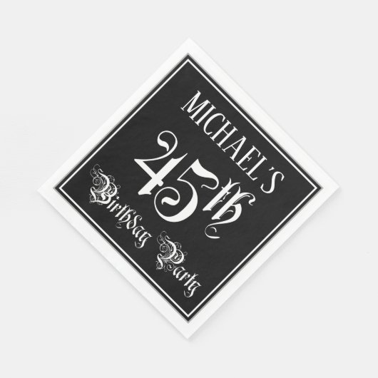 45e verjaardag Partij — Fancy Manuscript + de Naam Servet (Hoek)