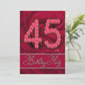 45e verjaardag partijuitnodiging met rozen kaart (Staand voorkant)