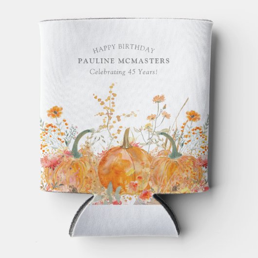45e Verjaardag Party Pompoen Wildflower Custom Blikjeskoeler (Voorkant)