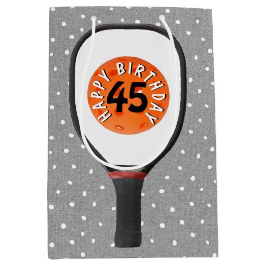 45e verjaardag Pickleball op peddel Medium Cadeauzakje (Voorkant)