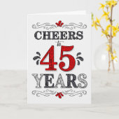 45e verjaardag Proost in rood wit zwart patroon Kaart (Gele Bloem)