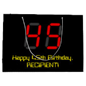 45e verjaardag: Red Digital Clock Style "45" + naa Groot Cadeauzakje (Achterkant)