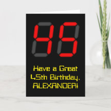 45e verjaardag: Red Digital Clock Style "45" + naa