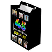 45e verjaardag: Regenboog "45", Aangepaste foto's  Medium Cadeauzakje (Voorkant Gekanteld)