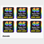 45e verjaardag: Regenboogspectrum # 45, Aangepaste Vierkante Sticker (Vel)