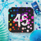 45e verjaardag RegenboogStippen op zwart Papieren Bordje (Feest)
