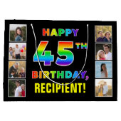 45e Verjaardag: Regenboogtekst, Aangepaste foto's Groot Cadeauzakje (Achterkant)