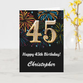 45e verjaardag regenboogvuurwerk zwart en goud kaart (Gele Bloem)