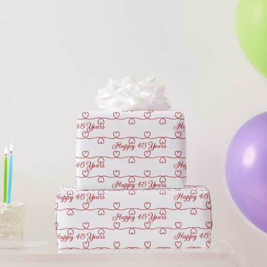 45e verjaardag Rode Harten Cadeaupapier (Feestgeschenken)
