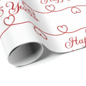 45e verjaardag Rode Harten Cadeaupapier (Rol Hoek)