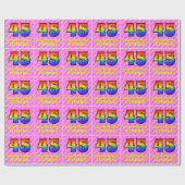 45e verjaardag: roze strepen & harten, regenboog # cadeaupapier (Vlak)