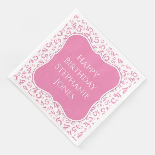 45e verjaardag Roze/Witte Patroon 45 Servet (Hoek)