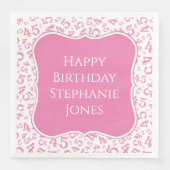 45e verjaardag Roze/Witte Patroon 45 Servet (Voorkant)