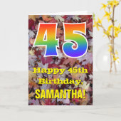 45e verjaardag; rustieke herfstbladeren; regenboog kaart (Gele Bloem)