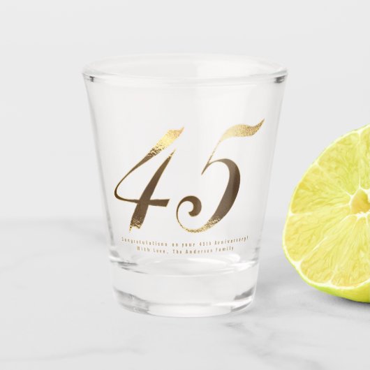 45e Verjaardag Sapphire Bruiloft Jubileum Shot Glas (Voorkant)