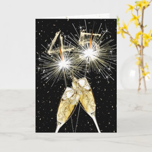 45e verjaardag Sparklers en Champagne Toast Kaart (Gele Bloem)