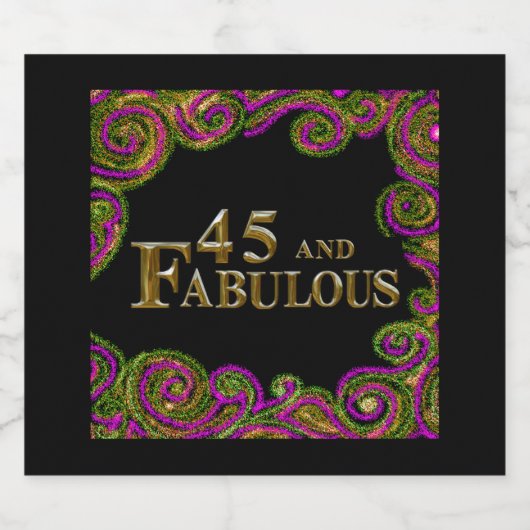 45e verjaardag sparkling wijnetiket (Enkel label)