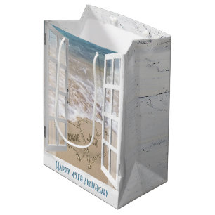 45e verjaardag Strandhartjes Middenformaat cadeau Medium Cadeauzakje