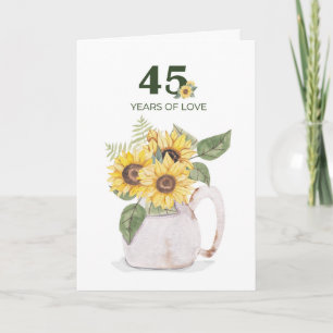 45e verjaardag Sunflowers Years Love Kaart