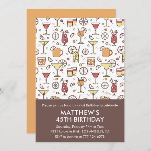 45e verjaardag uitnodiging Cocktail Stijlvolle Pat (Voorkant / Achterkant)