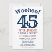 45e verjaardag uitnodiging Mannen marine Blue (Voorkant)