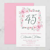 45e verjaardag uitnodigingen Floral Elegant Roze (Voorkant / Achterkant)