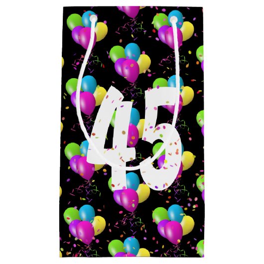 45e verjaardag van ballonnen en Confetti Small Gif Klein Cadeauzakje (Voorkant)