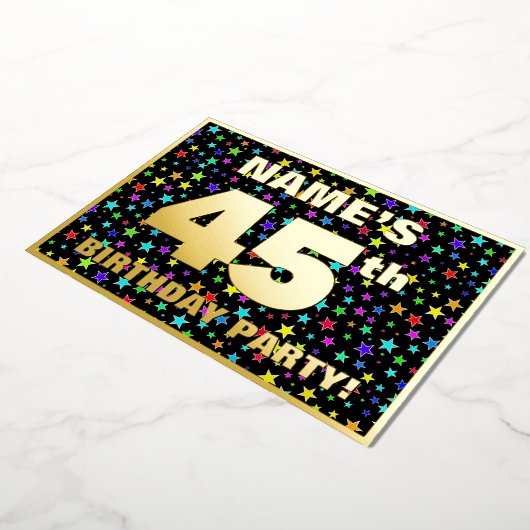 45e verjaardag van de geboorte - Fun, kleurrijk st Folie Uitnodiging (Gedraaid)
