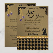 45e verjaardag van de Paarse partij Heart Gem Dama Kaart (Voorkant / Achterkant)