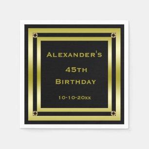 45e verjaardag van Elegant Black & Gold Framed-Man Servetten