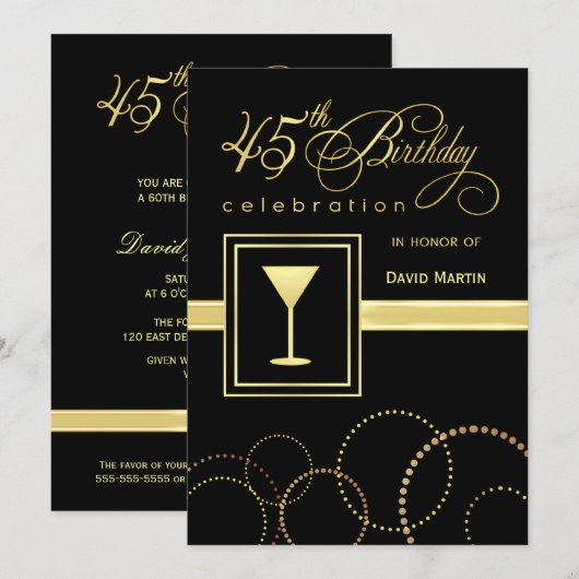 45e verjaardag van uitnodigingen van de partij - h (Voorkant / Achterkant)