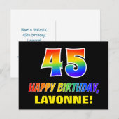 45e verjaardag: Vet, Vun, Eenvoudig, Regenboog 45 Briefkaart (Voorkant / Achterkant)