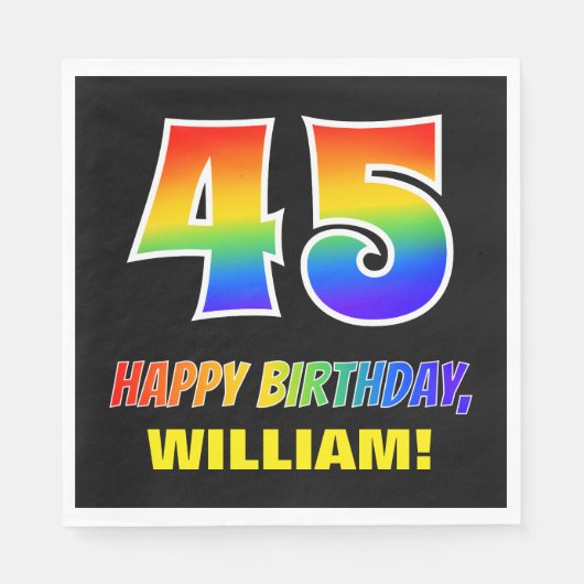 45e verjaardag: Vet, Vun, Eenvoudig, Regenboog 45 Servet (Voorkant)